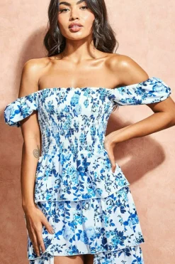 Women * Layered Dipped Hem Floral Maxi