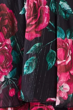 Women * Layered Floral Midi Flutter Sleeves