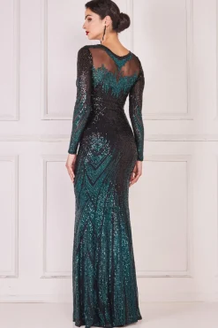 Women * Long Sleeve Aztec Sequin Maxi