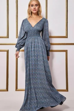 Women * Long Sleeve Maxi Shirred Waistband - Check Print