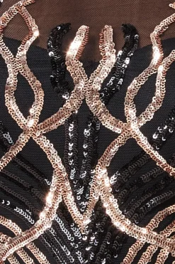 Women * Long Sleeve Sequin Flame Midi Dress