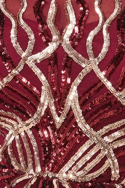 Women * Long Sleeve Sequin Flame Midi Dress