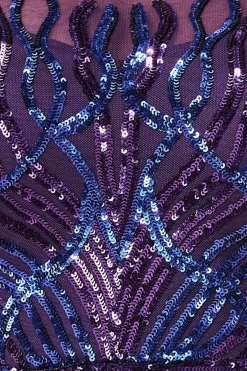 Women * Long Sleeve Sequin Flame Midi Dress
