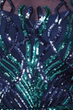 Women * Long Sleeve Sequin Flame Midi Dress