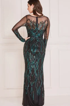 Women * Long Sleeve Sequin Flame Maxi