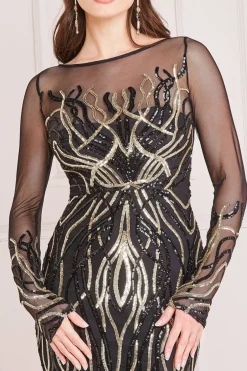 Women * Long Sleeve Sequin Flame Maxi