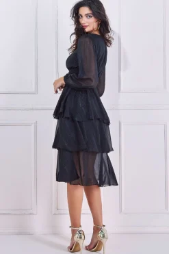 Women * Long Sleeve Tiered Midi Dress