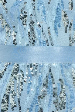 Women * Long Sleeve V-Neck Sequin Maxi - Powder Blue