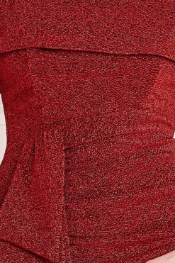 Women * Lurex Bardot Midi With Waterfall Ruffle