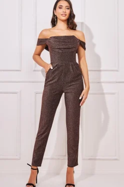 Women * Lurex Cowl Neck Jumpsuit