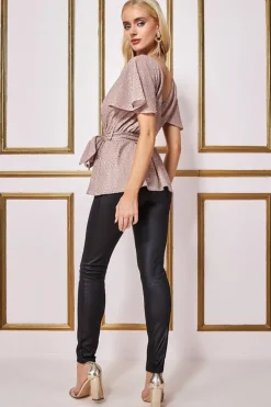 Women * Lurex Flutter Sleeve Wrap Top