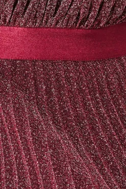 Women * Lurex Halterneck Pleated Maxi Dress