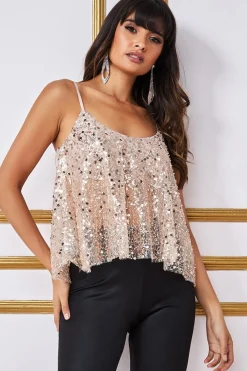 Women * Naked See Through Sequin Cami