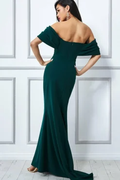 Women * Off The Shoulder Draped Sleeve Maxi Green