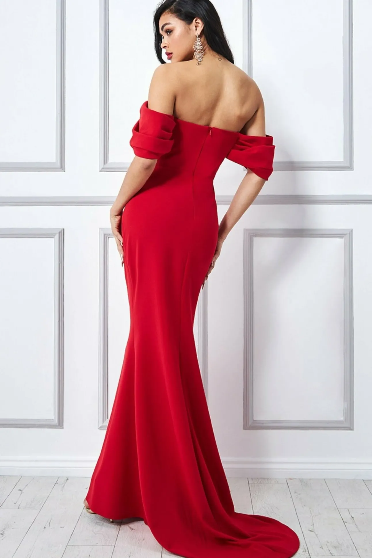 Women * Off The Shoulder Draped Sleeve Maxi Dress