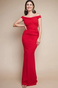 Women * Off The Shoulder Scuba Maxi Dress