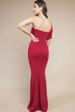 Women * One Shoulder Fan Maxi Dress