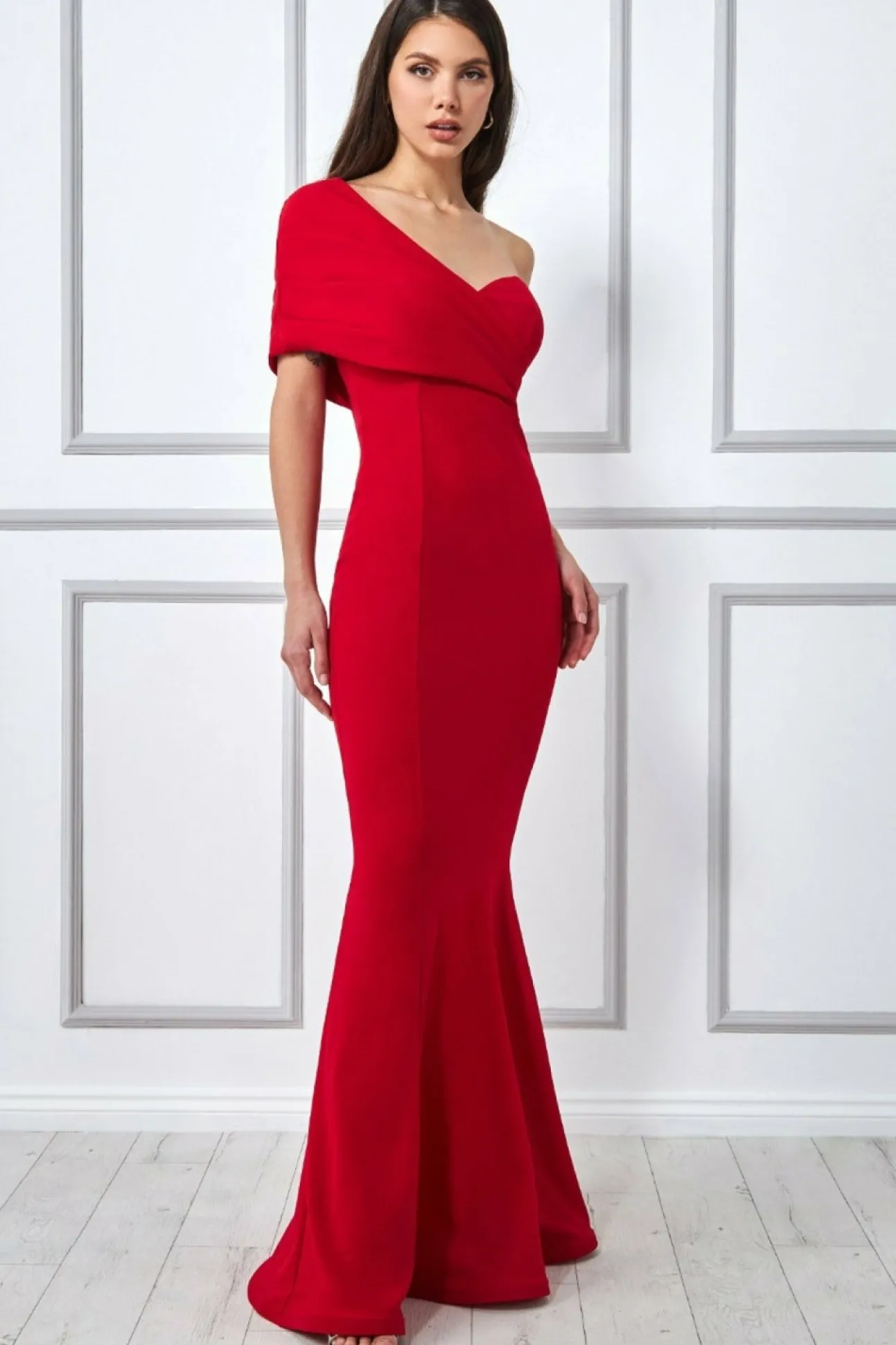 Women * One Shoulder Fan Maxi Dress
