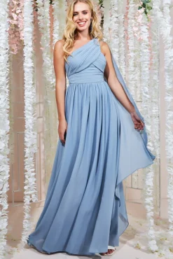 Women * One Shoulder Pleated Chiffon Scarf Maxi