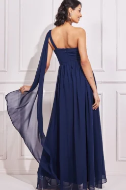 Women * One Shoulder Pleated Chiffon Scarf Maxi