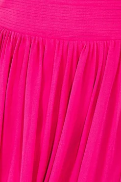 Women * One Shoulder Pleated Chiffon Scarf Maxi - Hot Pink