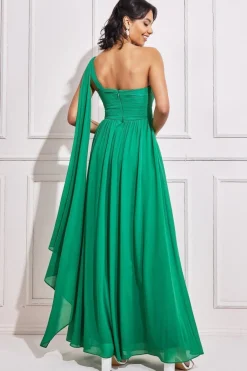 Women * One Shoulder Pleated Chiffon Scarf Maxi