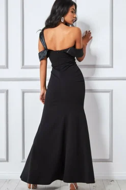 Women * One Shoulder Satin Band Maxi Dress