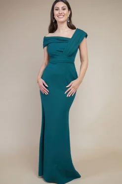 Women * One Shoulder Scuba Maxi Dress Green