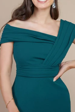 Women * One Shoulder Scuba Maxi Dress Green