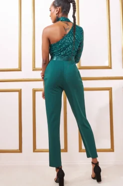 Women * One Shoulder Sequin Jumpsuit