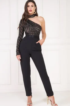 Women * One Shoulder Sequin Jumpsuit
