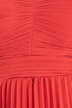 Women * Pleated Bandeau Bodice Chiffon Tiered Midi - Orange
