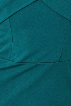 Women * Pleated Bardot Scuba Maxi Dress Green