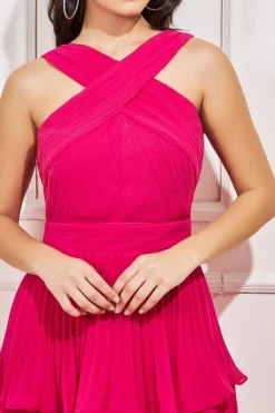 Women * Pleated Bodice Chiffon Tiered Midi