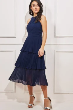 Women * Pleated Bodice Chiffon Tiered Midi