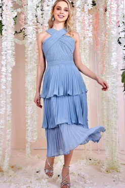Women * Pleated Bodice Chiffon Tiered Midi