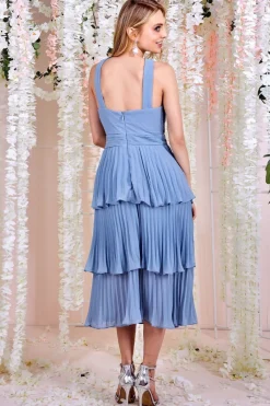 Women * Pleated Bodice Chiffon Tiered Midi