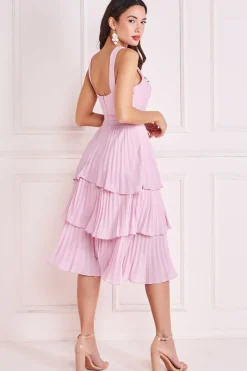Women * Pleated Bodice Chiffon Tiered Midi