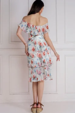 Women * Pleated Bodice Chiffon Tiered Midi Dress