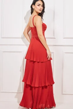 Women * Pleated Chiffon Tiered Maxi Dress