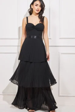 Women * Pleated Chiffon Tiered Maxi Dress