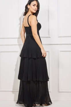 Women * Pleated Chiffon Tiered Maxi Dress