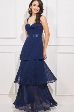 Women * Pleated Chiffon Tiered Maxi Dress