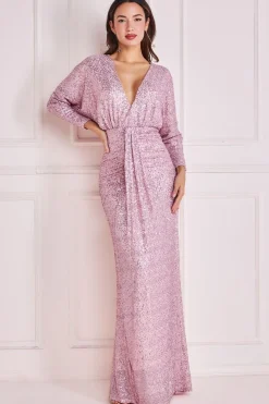 Women * Plunge V-Neck Sequin Maxi