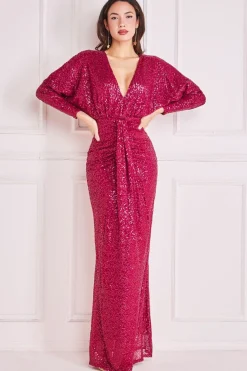 Women * Plunge V-Neck Sequin Maxi