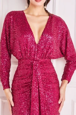 Women * Plunge V-Neck Sequin Maxi