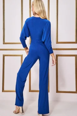 Women * Plunging V-Neck Jumpsuit - Royal Blue
