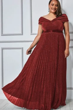 Women * Plus Bardot Pleated Skirt Maxi Dress