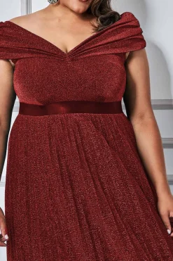 Women * Plus Bardot Pleated Skirt Maxi Dress