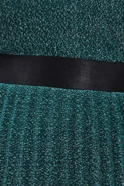 Women * Plus Bardot Pleated Skirt Maxi Dress Green